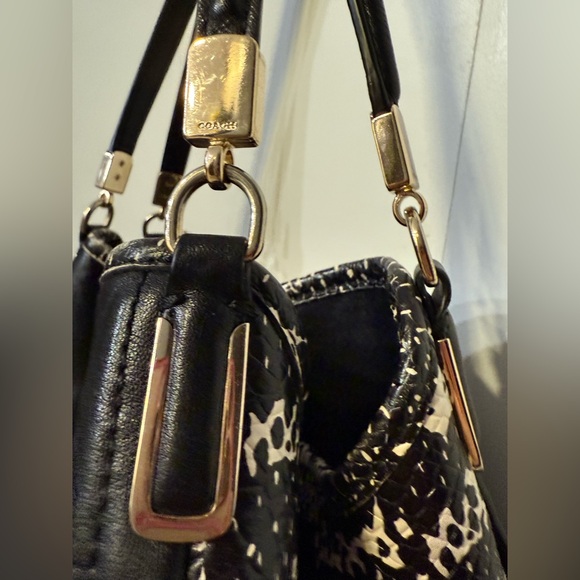 EUC Coach Black Madison Phoebe Shoulder Bag with python-print side panels - Picture 9 of 14